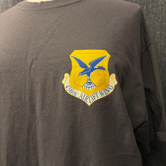 436th Airlift Wing T-Shirt Gray C-5 Galaxy C-17 Globemaster Air Force (Men's L) - Picture 2 of 5